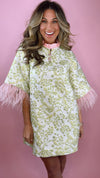 Brianna Cannon Chartreuse and Feather Caftan