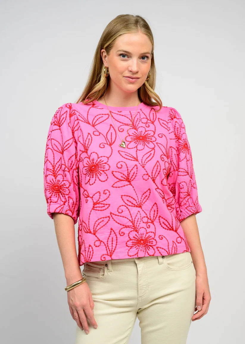 Ivy Jane Pink Floral Vines Knit Top