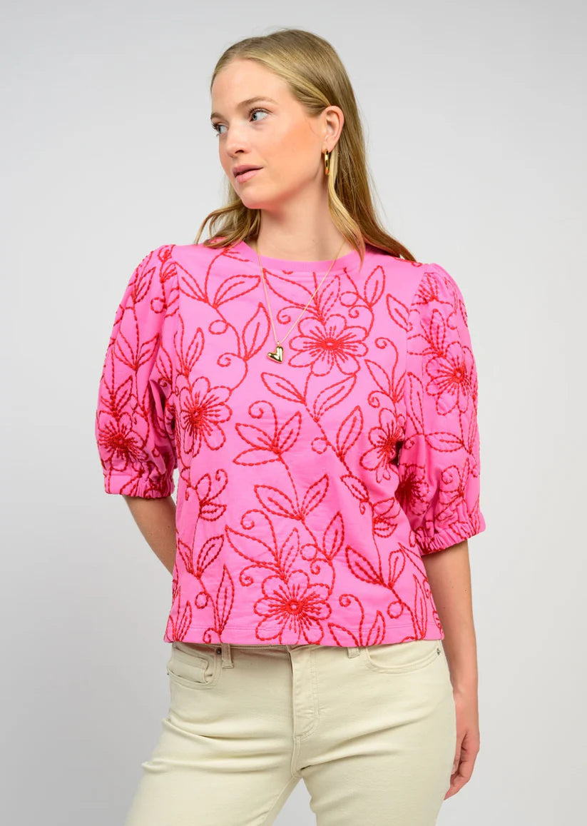 Ivy Jane Pink Floral Vines Knit Top