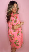 THML Pink Floral Puff Sleeve Dress