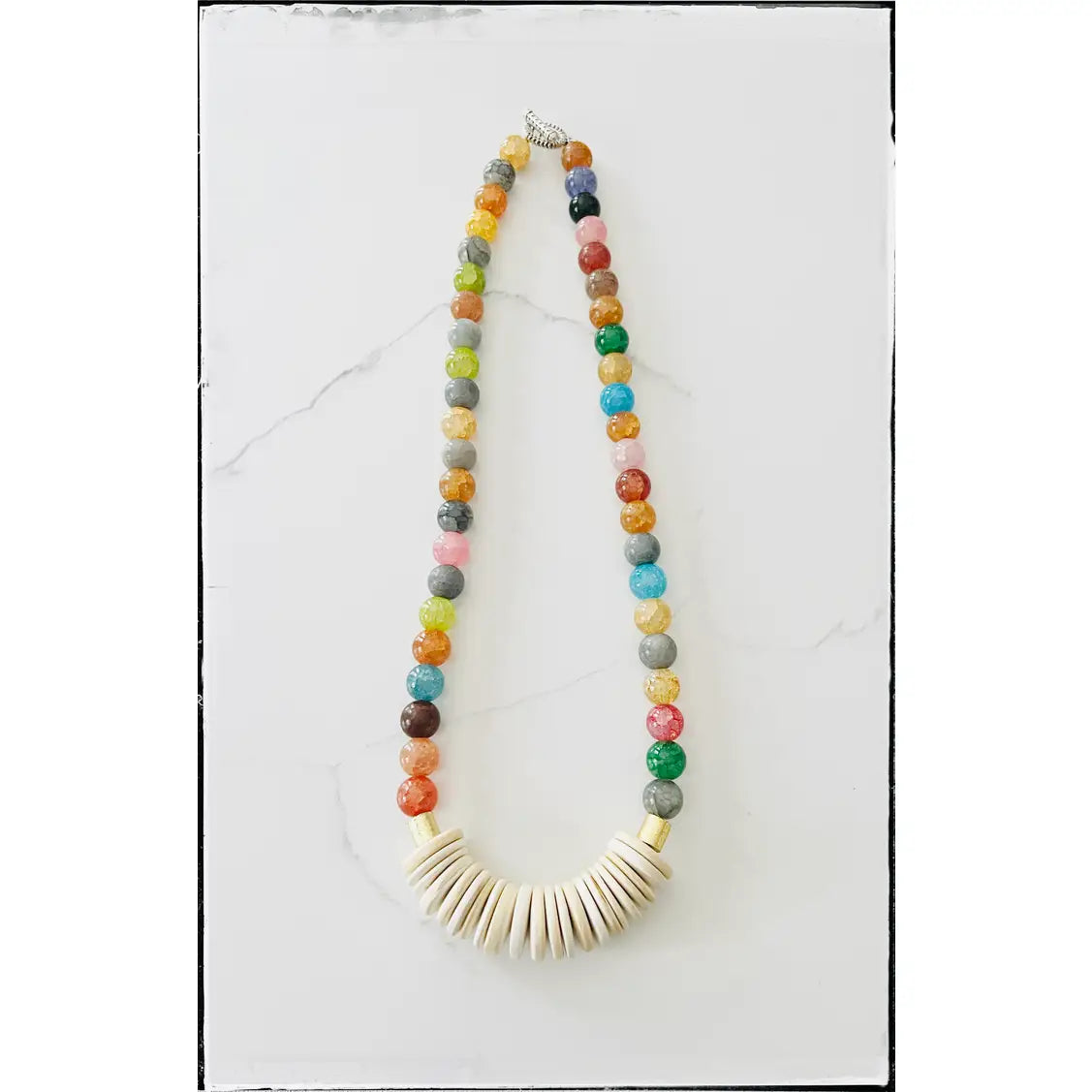 Multicolored Short Gemstone Agate Bead Necklace