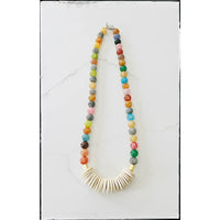Multicolored Short Gemstone Agate Bead Necklace