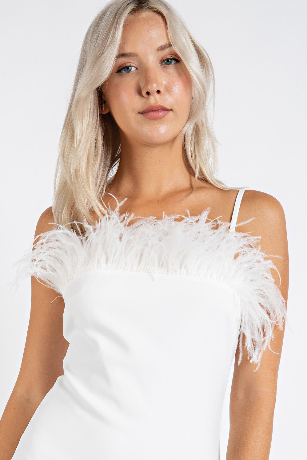 Feather Necklace White Dress