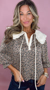 Mocha Leopard Top w/ Collar (1 LARGE)