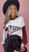Queen of Sparkles Mississippi State Pennant Sweater