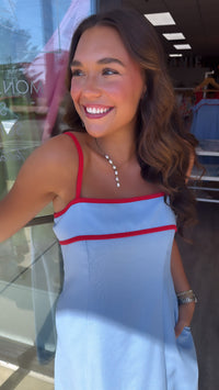 Blue Sleeveless Midi Dress