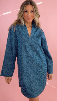 FRNCH Denim Leopard Dress