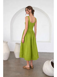 Moon River | Olive Pointelle Knit Sleeveless Midi Dress