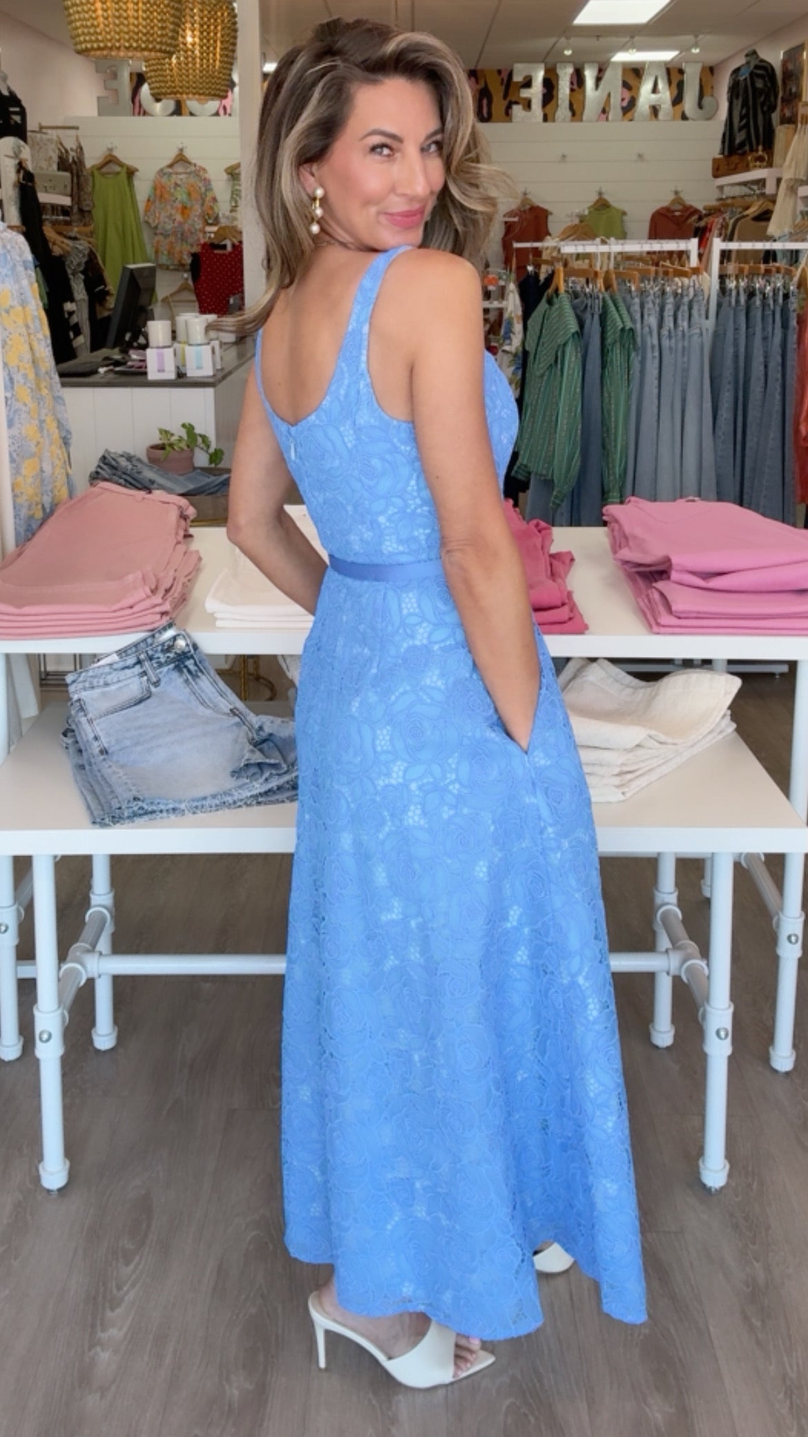 Dress the Population | Sky Shelby Lace Midi