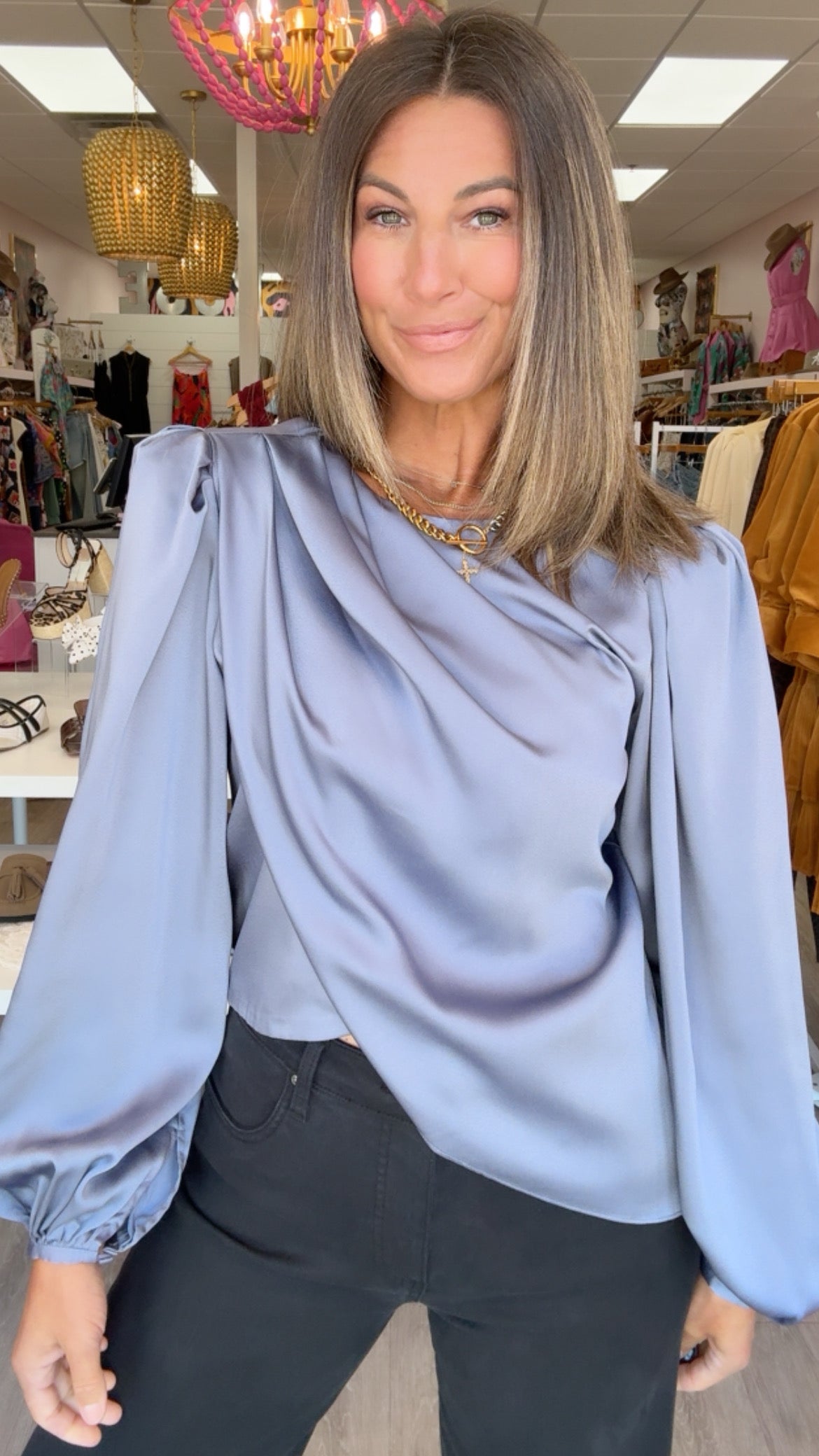 ASTR | Slate Blue Beatrice Top