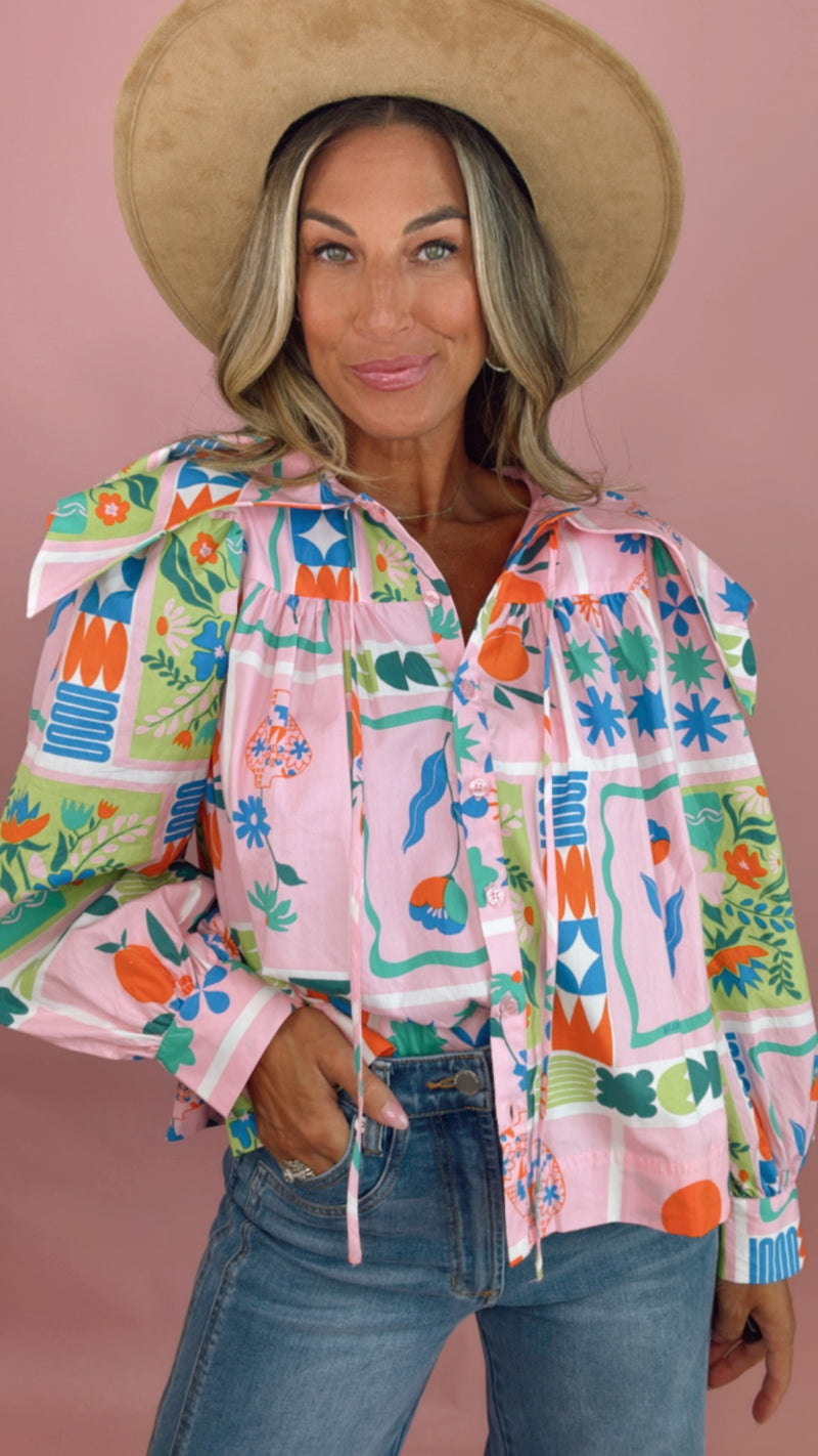 Karlie Floral Frame Collar Top