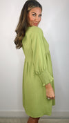 Ivy Jane Lime Shirred Sleeve Dress