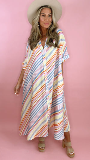 FRNCH Colombe Stripe Midi Dress