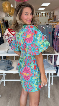 Karlie | Tropical Button Shirt Dress