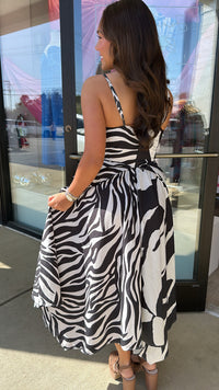 Zebra Asymmetrical Tie-Front Maxi