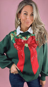 Queen of Sparkles Dark Green Wreath Around Neck Sweater