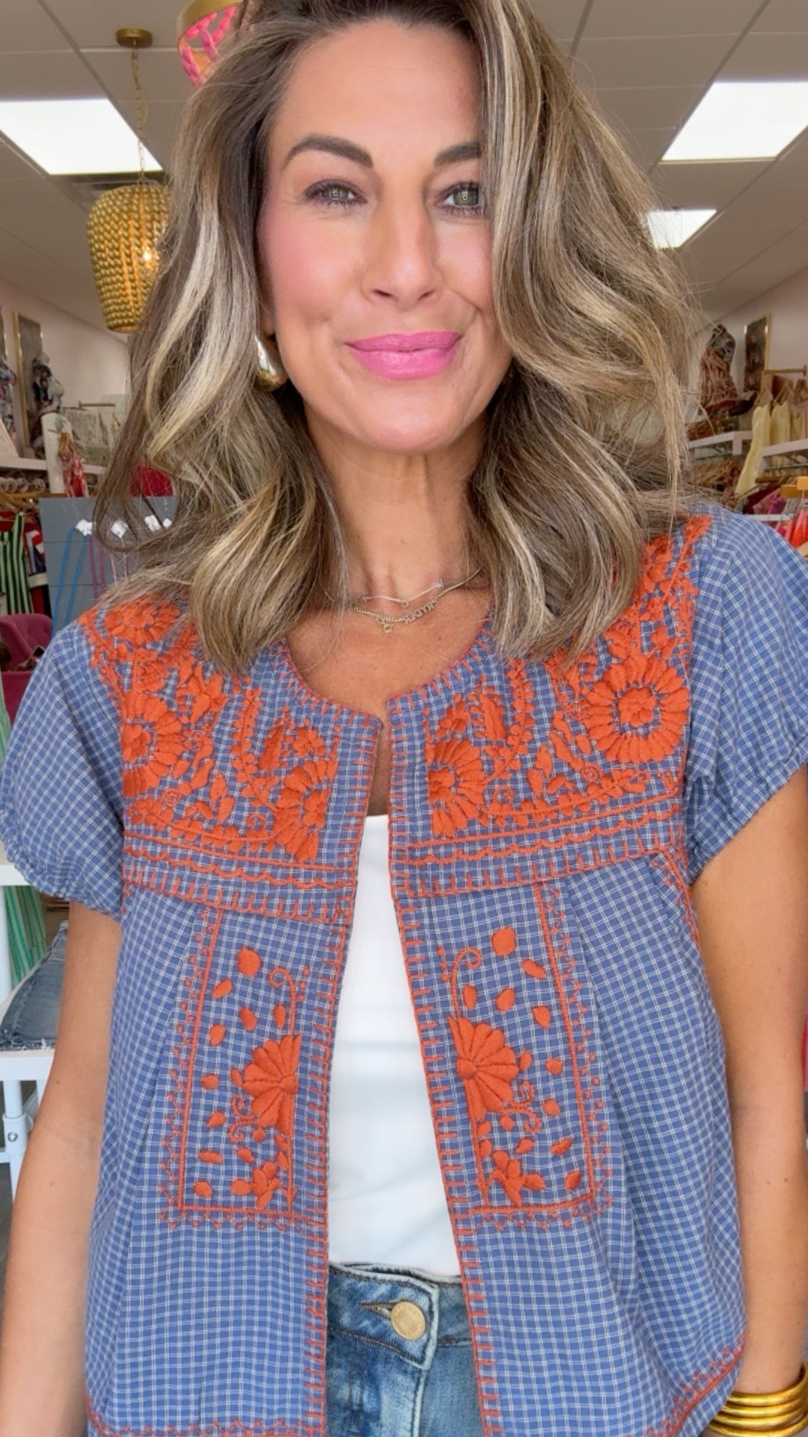 Ivy Jane Blue Plaid Bolero