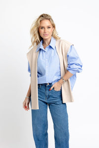 Karlie | Hailey Blue Stripe Poplin Sweater Buttondown