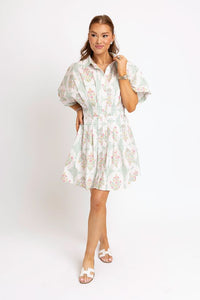 Karlie | Ivory Vintage Floral Button Shirt Dress