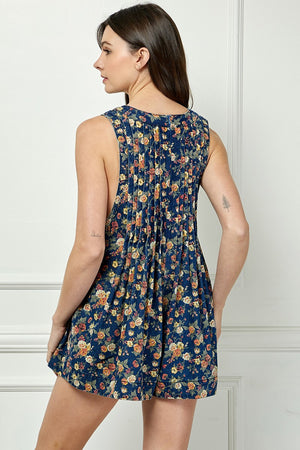 Floral Pleated Romper (1 LARGE)