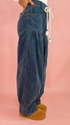 Blue Washed Corduroy Barrel Pants