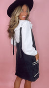 Rylee + Cru Washed Black V-Neck Overall Dress