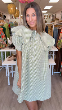 Karlie | Citrine Check Collar Dress