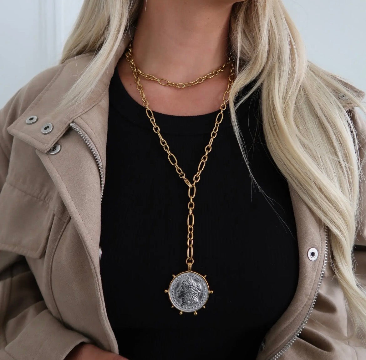 Chansuttpearls | Two Toned Wrap Around Coin Necklace