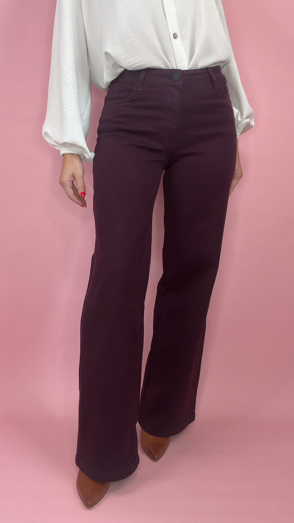 Kut Jean High Rise Wide Leg in Eggplant