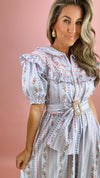 Karlie French Floral Embroidered Belted MaxI Dress