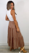 Rylee + Cru Tiered Midi Skirt in Autumn Plaid