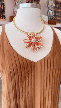 Coral Flower Collar Necklace