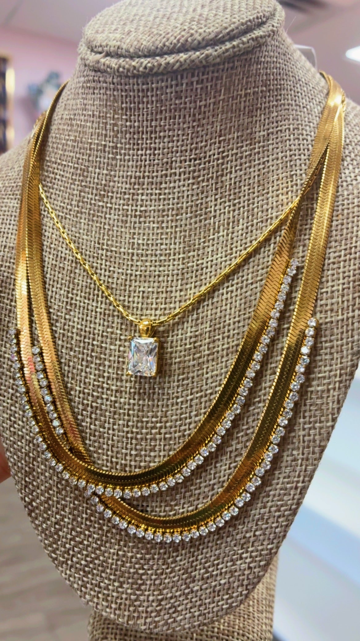 Chansuttpearls | Herringbone + Diamond Necklace