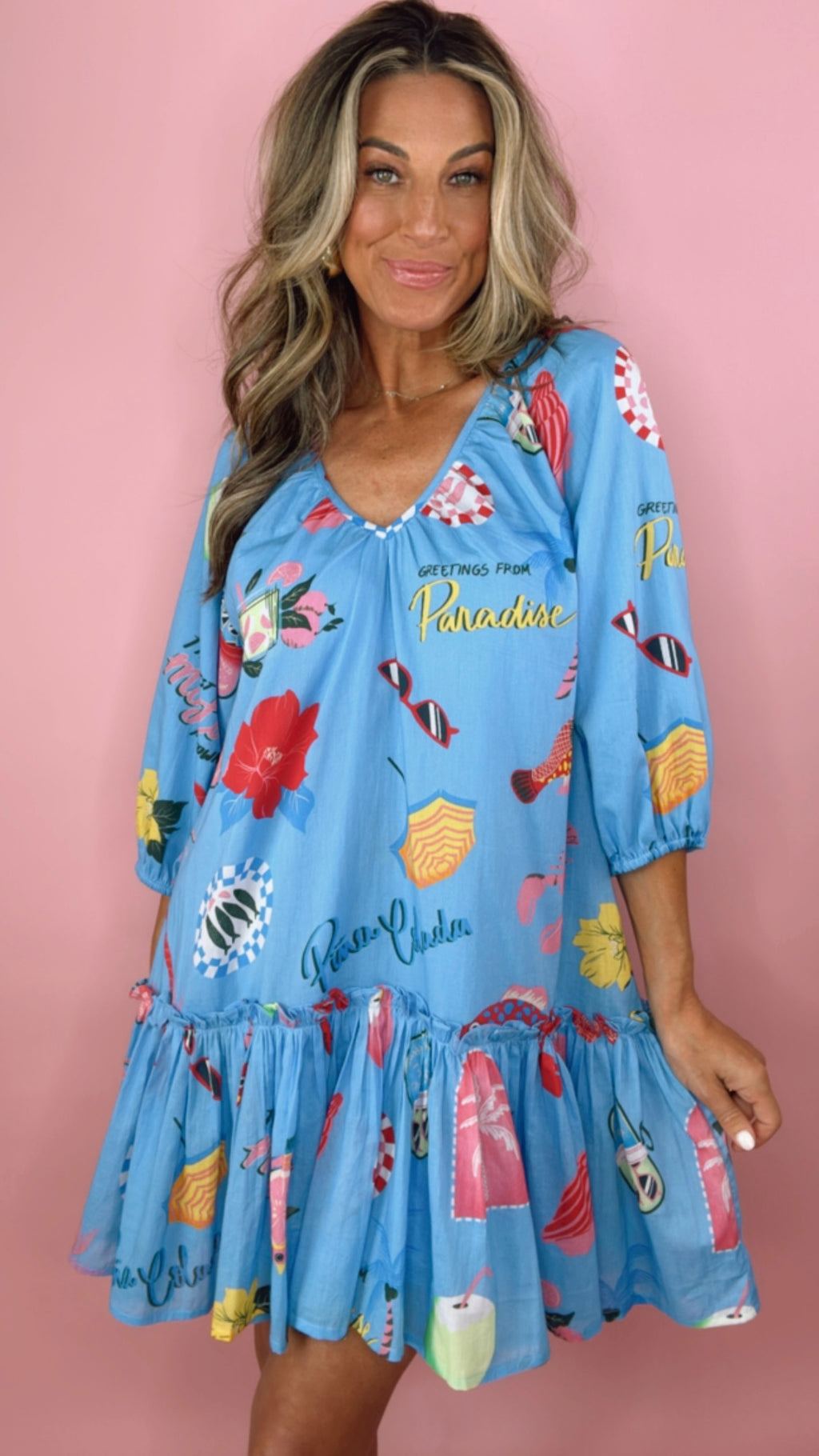 Alden Adair Coastal Lydia Mini Ruffle Dress