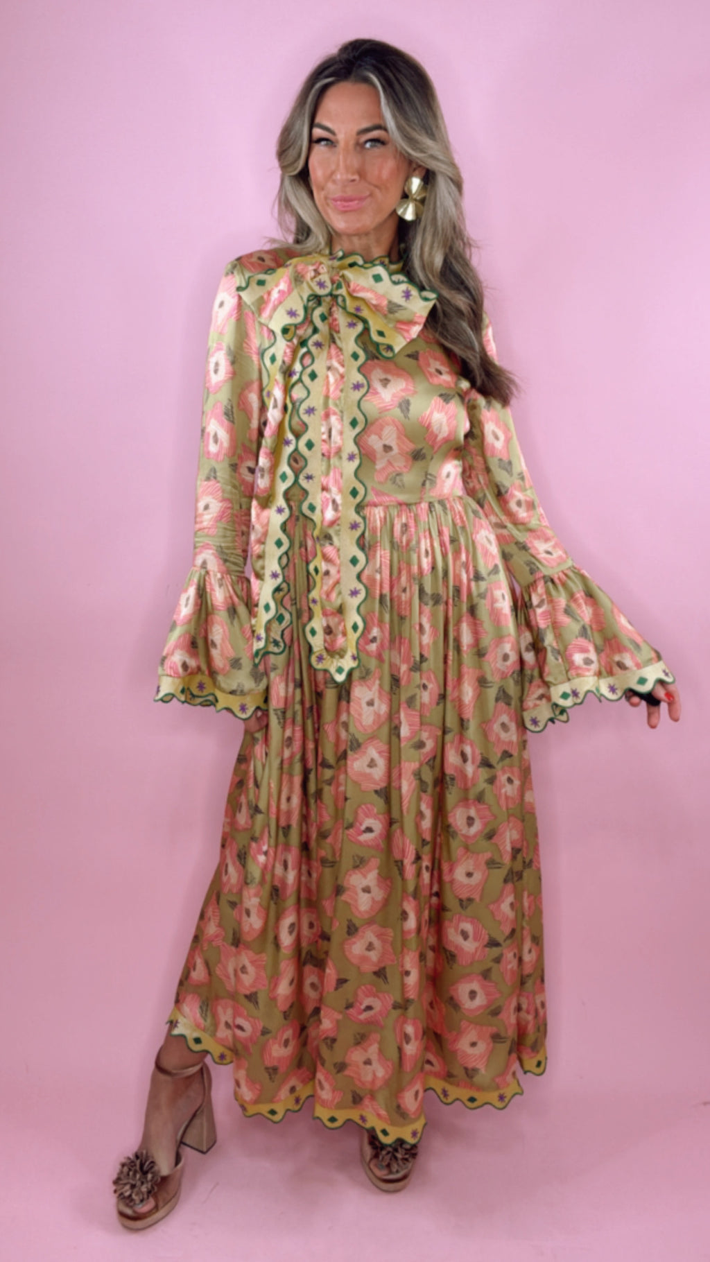 CELIA B Glede Tie Neck Midi Dress