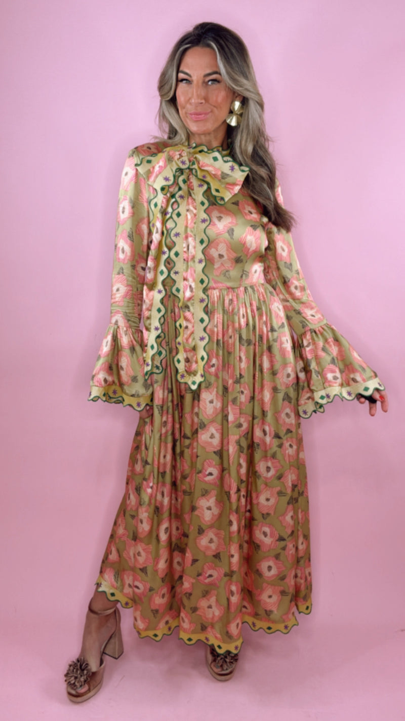 CELIA B Glede Tie Neck Midi Dress