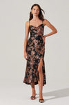 ASTR Black and Rose Gold Gaia Metallic Midi Dress