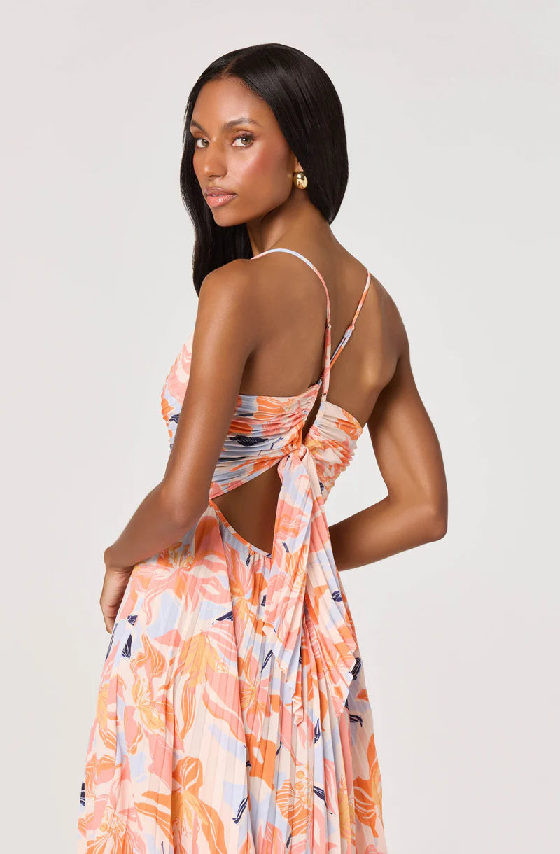 blue and orange floral dress ASTR
