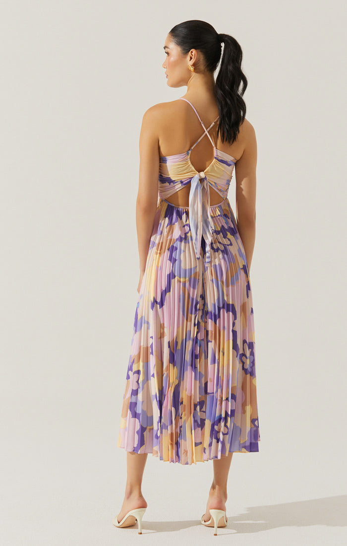 ASTR Blythe Purple Print Tie-Back Midi