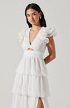 ASTR Emporia White Tiered Midi Dress (MEDIUM)