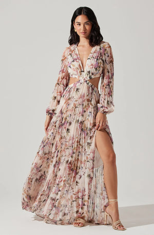 ASTR Revery Floral open Back Maxi Dress