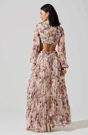 ASTR Revery Floral open Back Maxi Dress