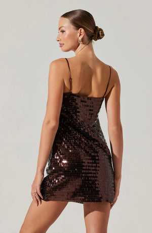 ASTR Porscha Brown Sequin Mini Dress