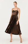 ASTR Ascella Metallic Brown Midi Dress