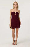 ASTR Wine Salena Ruched Mini Dress