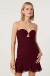 ASTR Wine Salena Ruched Mini Dress