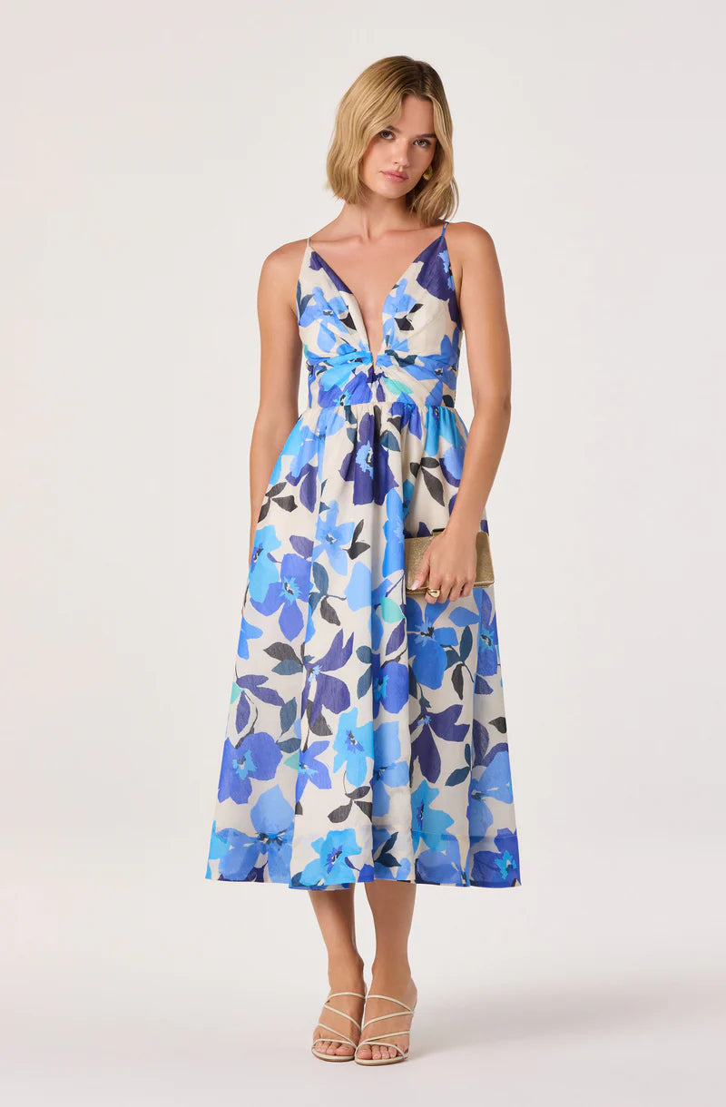 ASTR | Janna Floral Plunge Midi Dress
