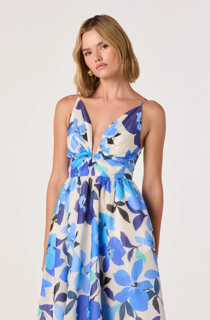 ASTR | Janna Floral Plunge Midi Dress