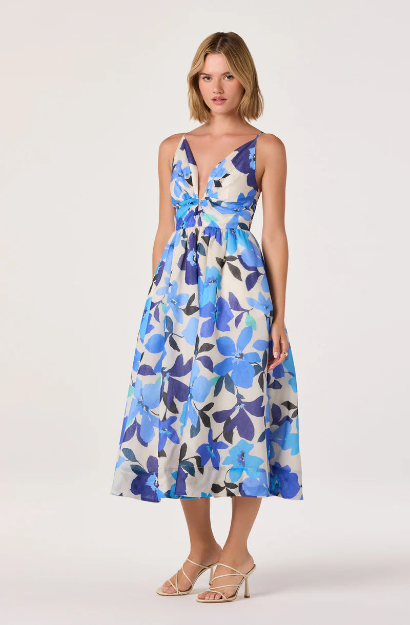 ASTR | Janna Floral Plunge Midi Dress