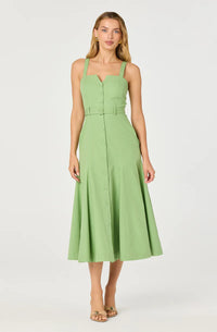 ASTR Green Belted Mckinley Dress